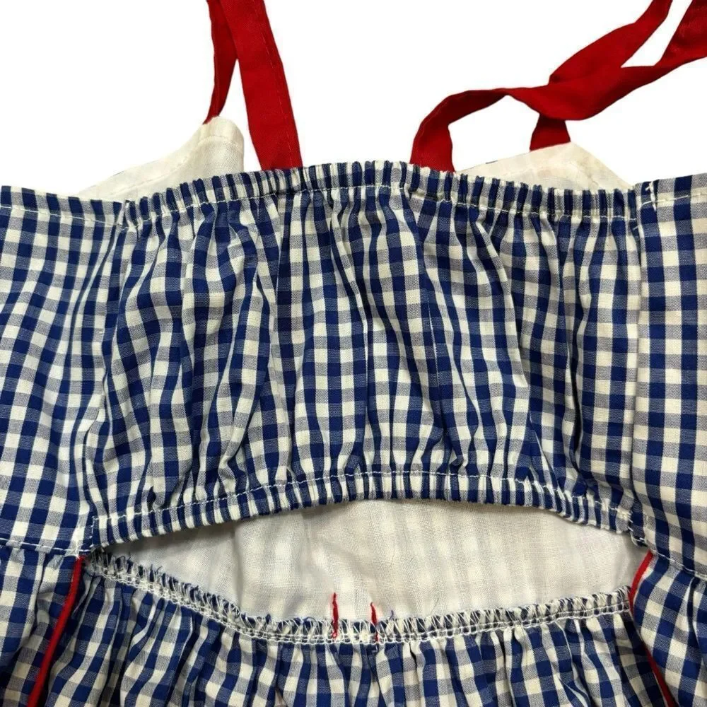 Dog Size‎ Medium Blue and White Gingham Dress With Red Details